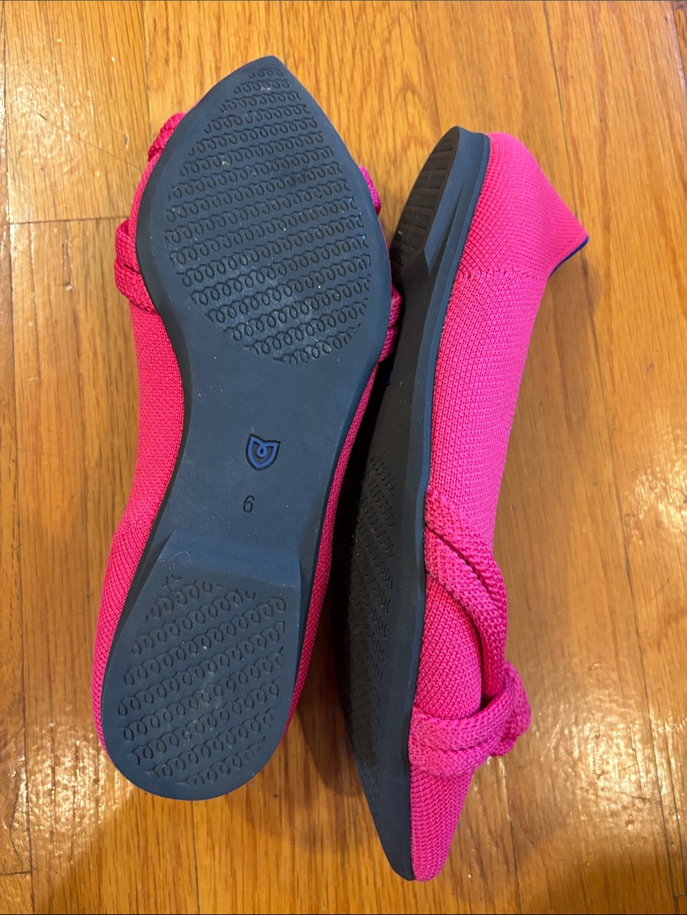 Rothy's Hot Pink Pointed-Toe Knot II Flats Sz 6 - Picture 4 of 6